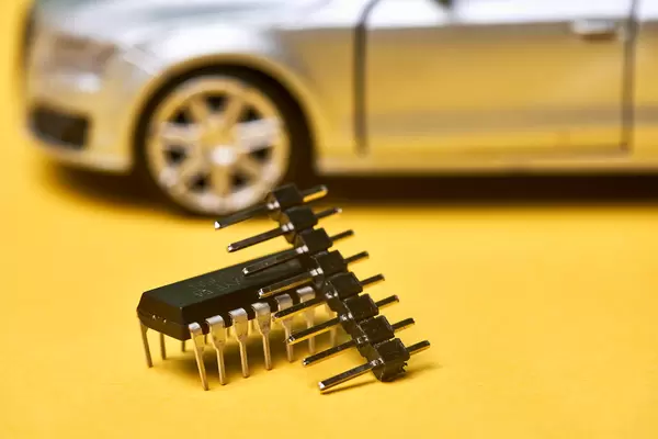 Semiconductor chips shortage and high price. Concept for crisis and deficit in the electronic industry.