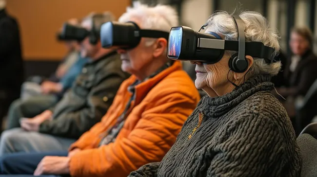 Senioren erleben virtuelle Realität in Gemeinschaftszentrum
