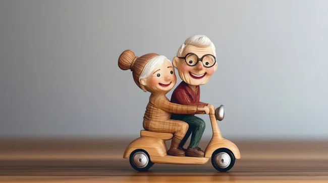 Seniorenpaar genießt gemeinsamen Ruhestand auf Motorroller