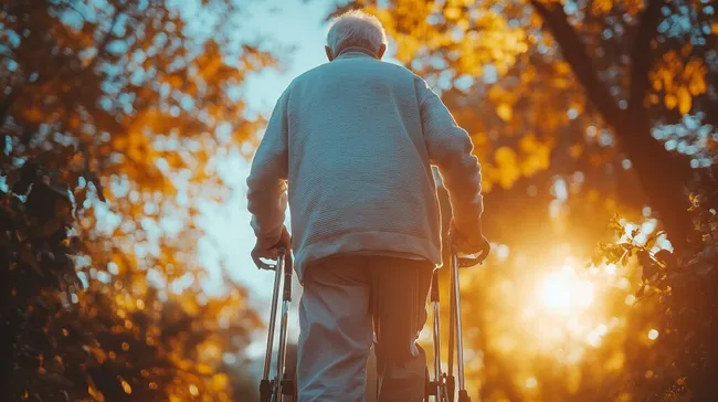 Seniorenspaziergang im Herbstwald