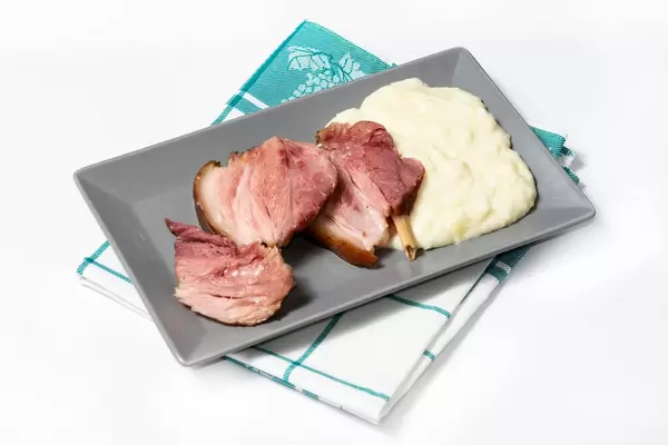 Served baked delicious Pork Knuckle on the plate