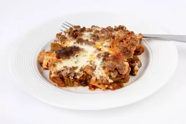 Served Pie with Eggplant Leek Paprika and Minced Meat (Flip 2019)