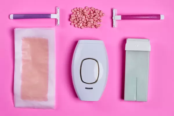 Set for epilation. Depilatory concept.