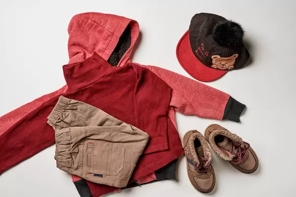 Set of baby spring clothes and accessories