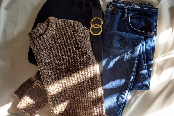 Set of casual female winter clothes