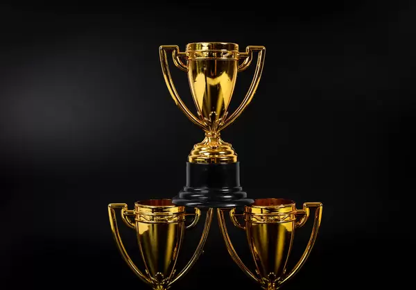 Set of golden trophies