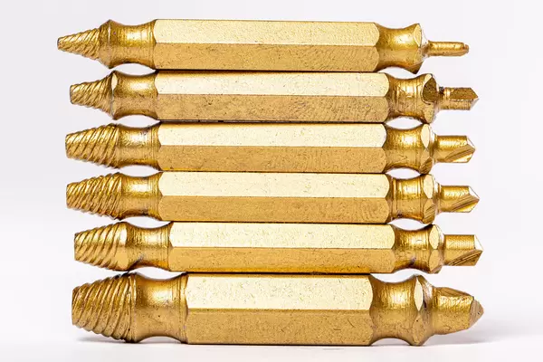 Set of HSS drills on white background