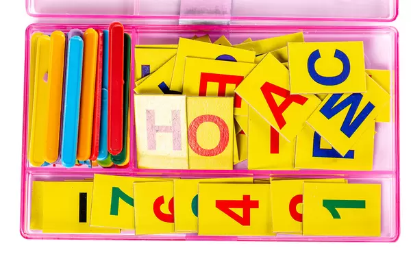 Set of letters, numbers and sticks for math in first grade