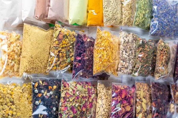 Set of teas of different varieties and colors