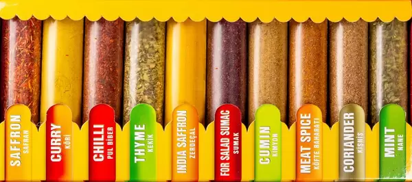 Set of Turkish various spices different color