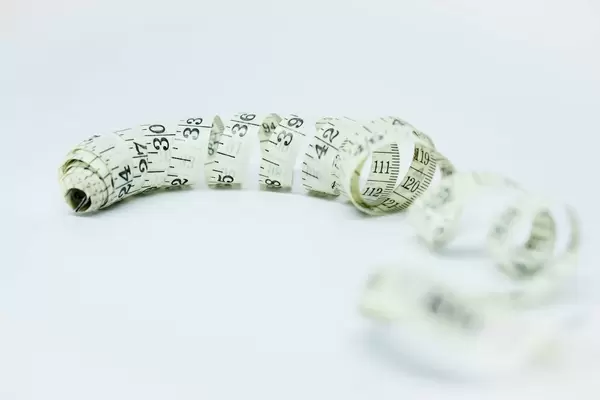 Sewing meter on white background