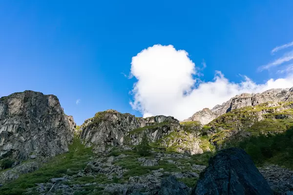 Sharp cliffs with hollows near Grande Dixence Dam