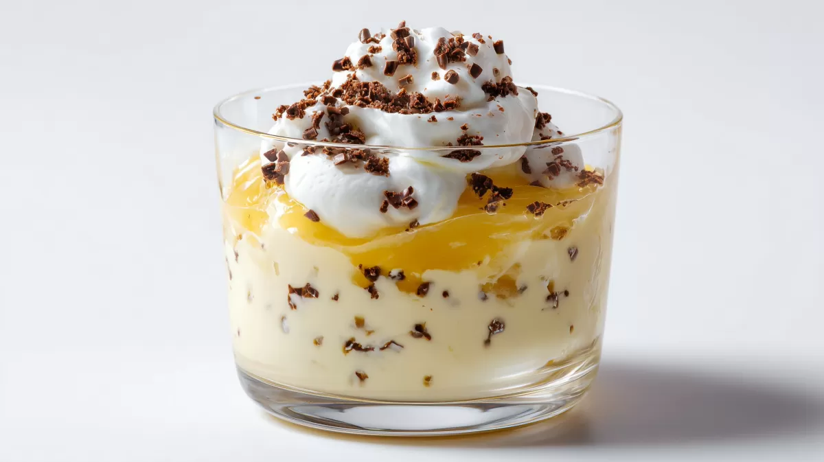 Sherry Sahne Dessert mit Schokostreuseln im Glas