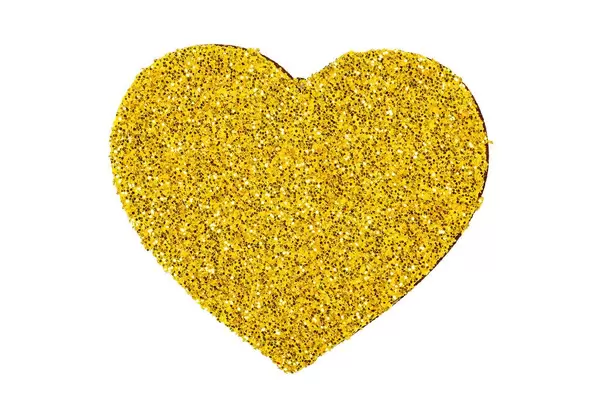 Shiny golden heart on white background