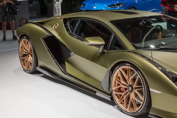 Side view of limited hybrid sports car Lamborghini Sián FKP 37  with  48-Volt-E-Motor