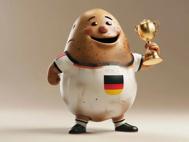 Siegerfigur im Fußball-Design mit Pokal