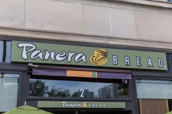 Sign outside a shop of the Panera Bread bakery-café chain in Chicago