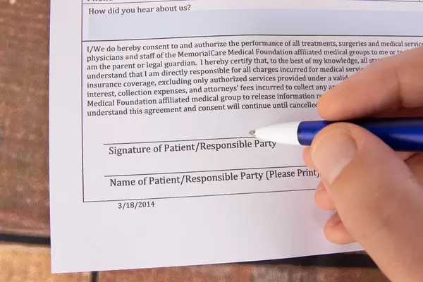 Signature of Patient on a form