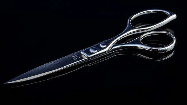 Silberne, hochglänzende Schere auf schwarzem Hintergrund