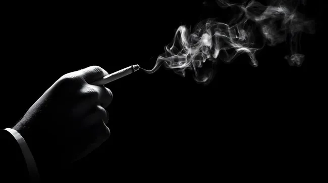 Silhouette einer Hand mit brennender Zigarette