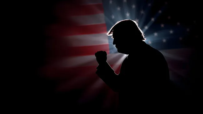 Silhouette eines Politikers vor US-Flagge