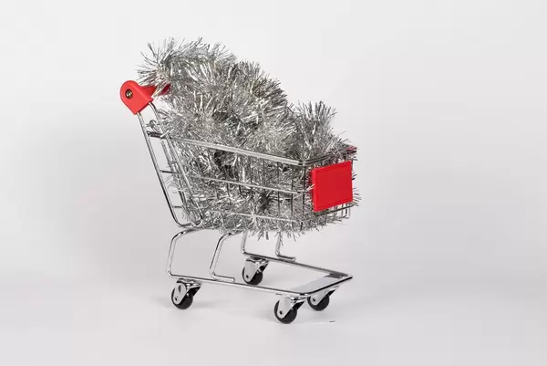 SIlver Christmas decoration in shopping cart  Flip 2019