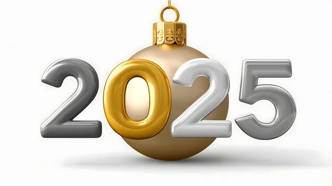 Silvesterfeier 2025 mit goldenem Weihnachtsschmuck