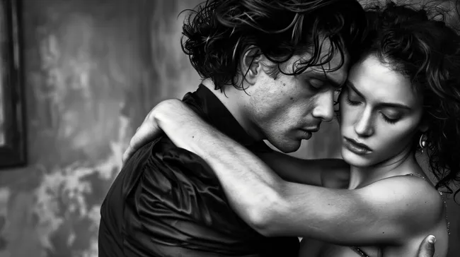 Sinnliche Umarmung eines leidenschaftlichen Paares