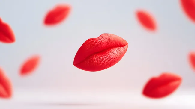 Sinnliches rotes Lippenpaar auf weißem Hintergrund