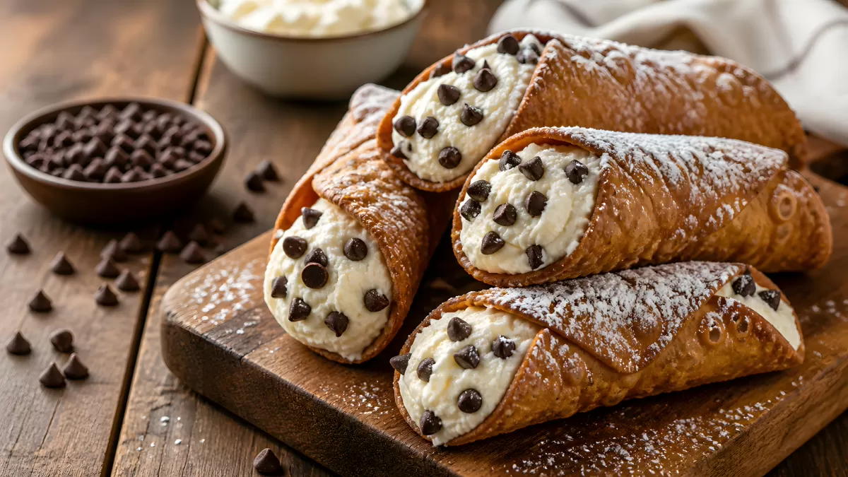 Sizilianische Cannoli mit Ricotta und Schokoladenstückchen