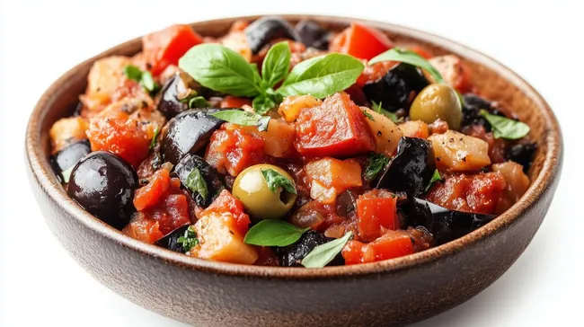 Sizilianische Caponata mit Auberginen und Oliven