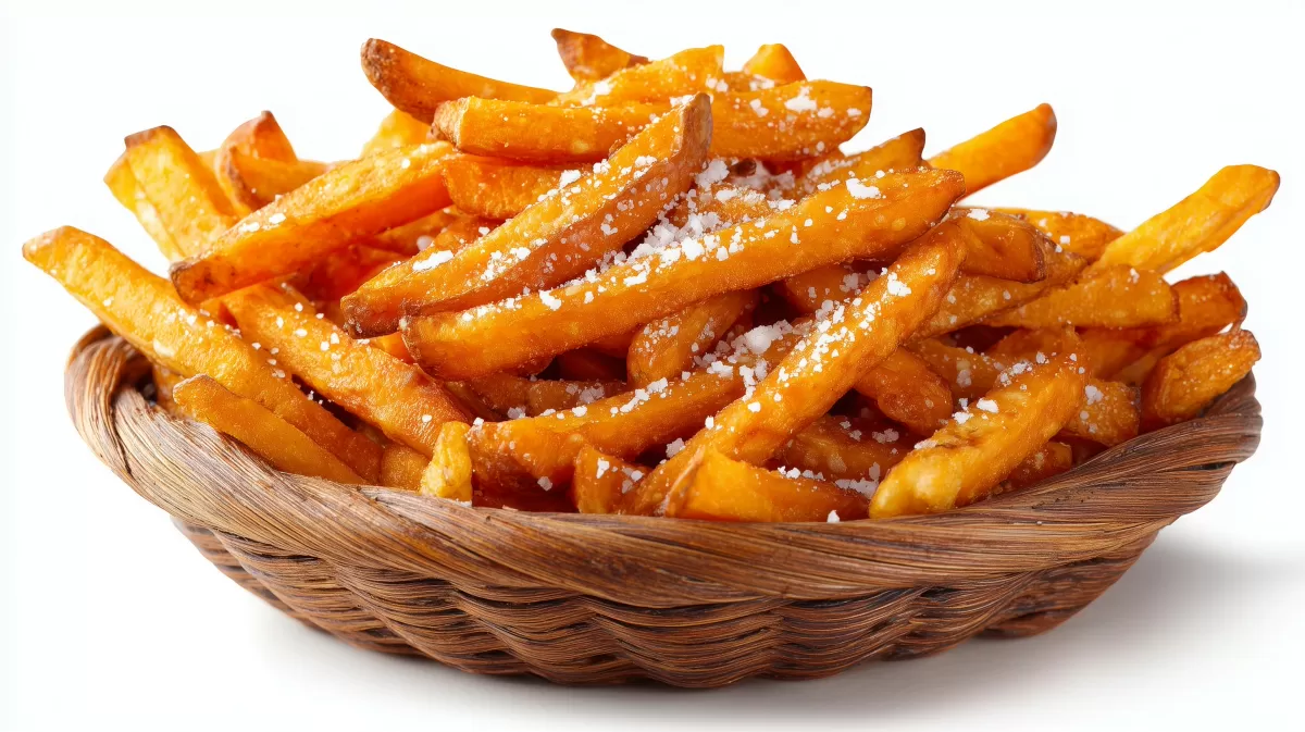 Skartoffel-Pommes im Weidenkorb mit Meersalz