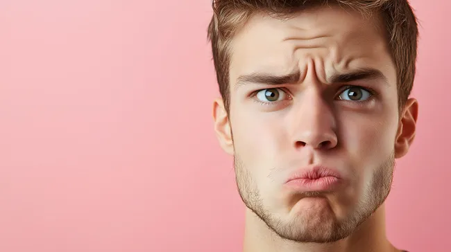 Skeptischer Mann mit hochgezogener Augenbraue