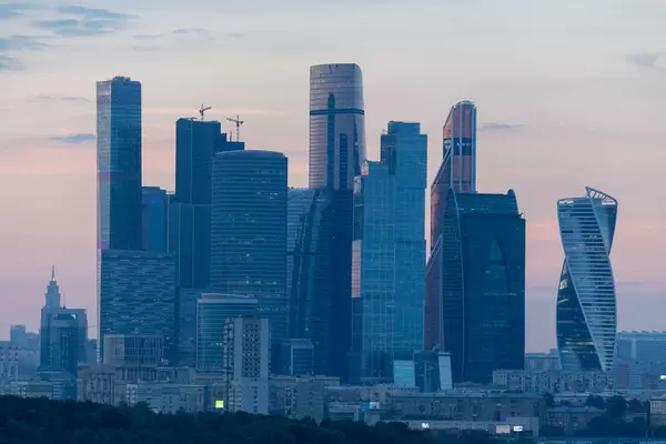 Skyline of Moscow at sunset