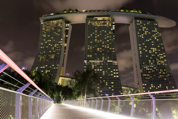 Skywalk to Marina Bay Sands at Night