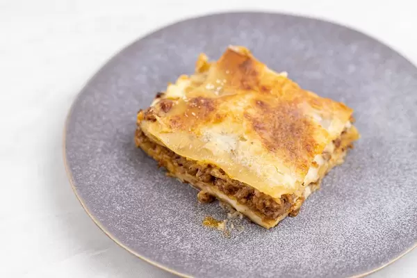 Slice of Lasagna served on the plate