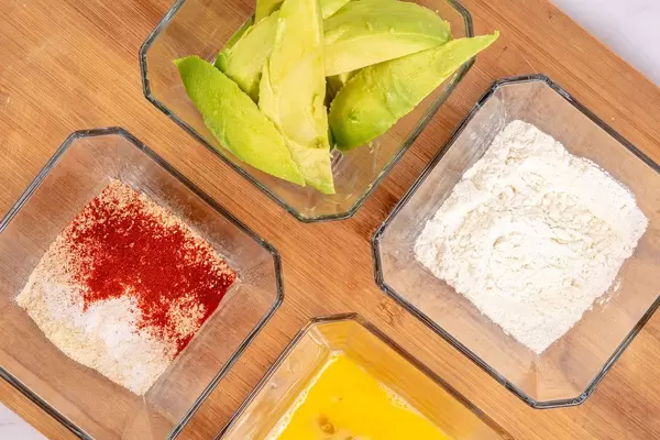 Sliced Avocado with Flour Eggs and Breadcrumbs with Paprika