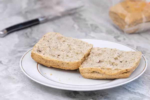 Sliced dark Bread served on the plate