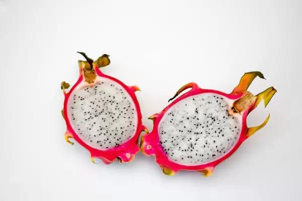 Sliced Dragon Fruit on a White Background