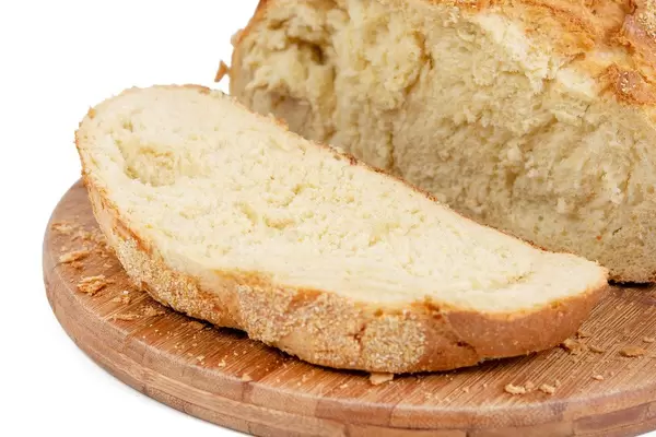 Sliced Fresh Corn Bread on the wooden board