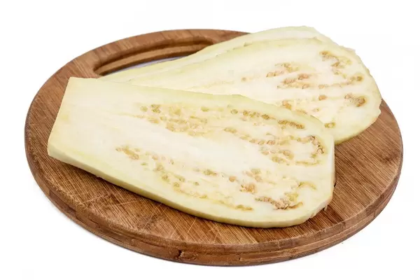 Sliced Fresh Eggplant on the wooden board