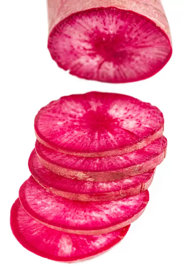Sliced fresh ripe red radish