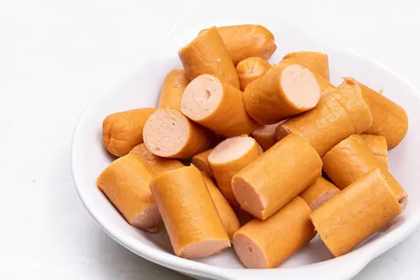 Sliced Hot Dog Sausages in the bowl