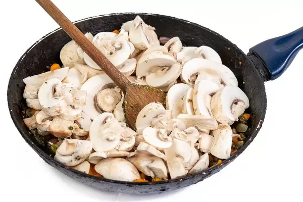 Sliced Mushrooms in the frying pan