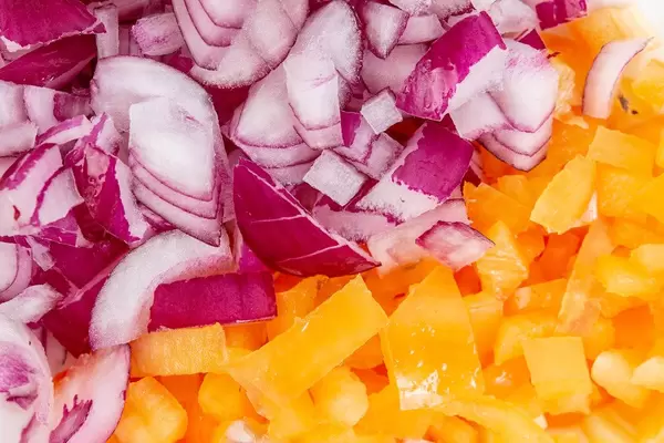 Sliced Onions and Yellow Paprika