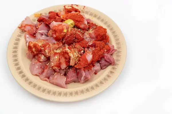 Sliced raw Meat with Paprika Spices ready for frying (Flip 2020)