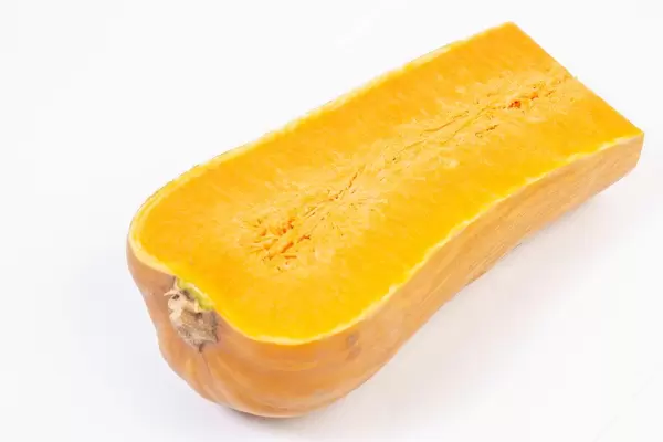 Sliced Yellow Pumpkin isolated above white background (Flip 2019)