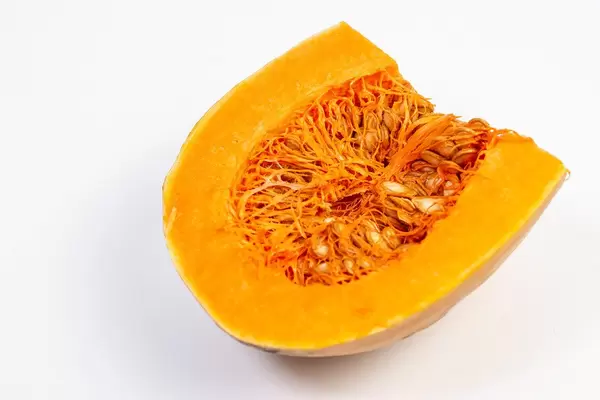 Sliced Yellow Pumpkin on the white background (Flip 2019)
