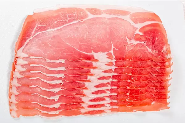 Slices of dried ham close-up