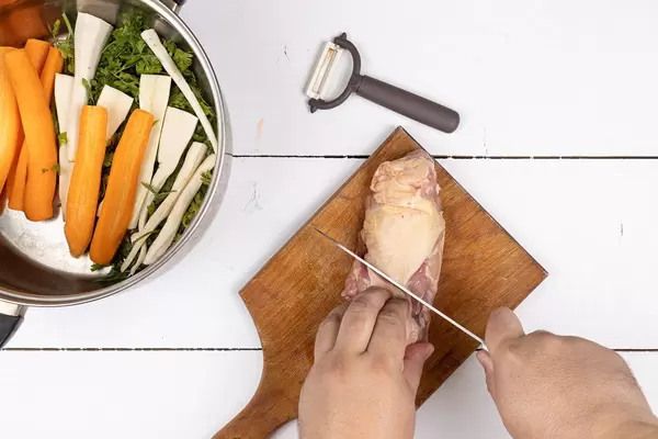 Slicing Chicken Backs for the soup